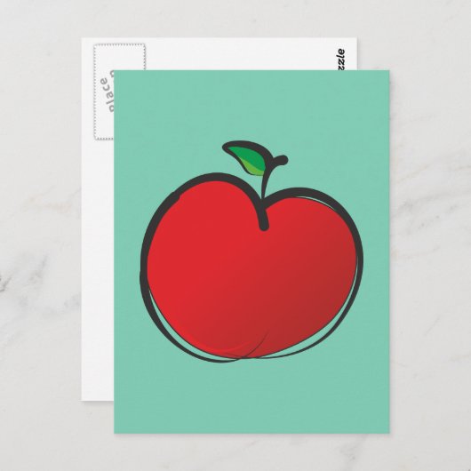 Big Red Apple Tekening Briefkaart (Voorkant / Achterkant)