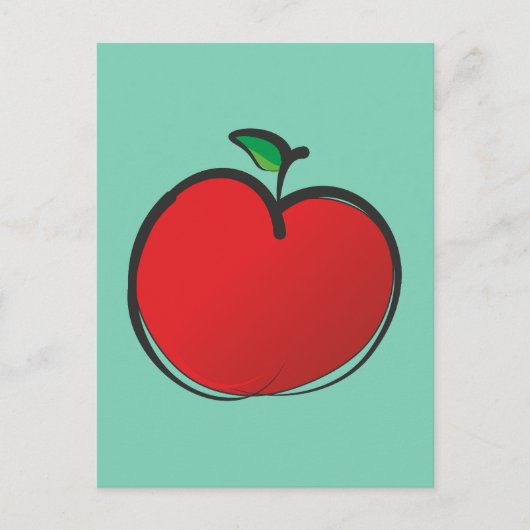 Big Red Apple Tekening Briefkaart (Voorkant)