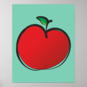 Big Red Apple Tekening Poster (Voorkant)