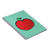 Big Red Apple Tekent op een Bleke groene achtergro Notitieboek (Rechterzijde)