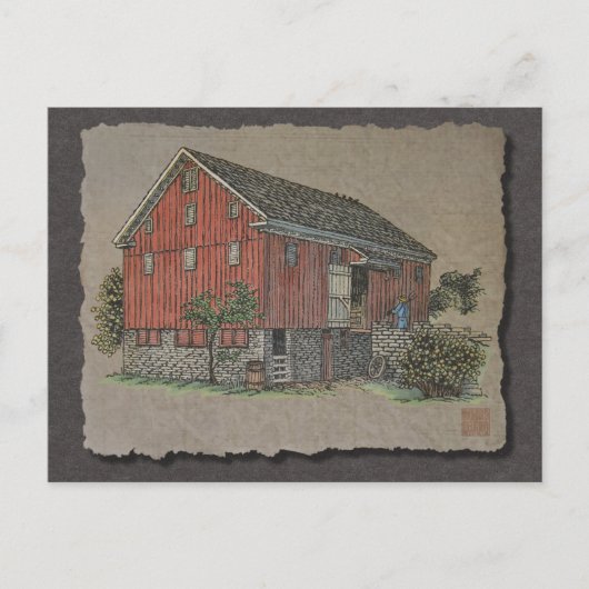 Big Red Bank Barn Briefkaart (Voorkant)