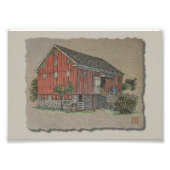 Big Red Bank Barn Foto Afdruk (Voorkant)