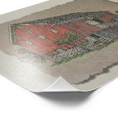 Big Red Bank Barn Foto Afdruk (Hoek)