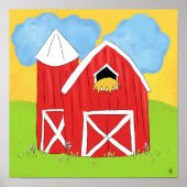 Big Red Barn met wolken Poster (Voorkant)