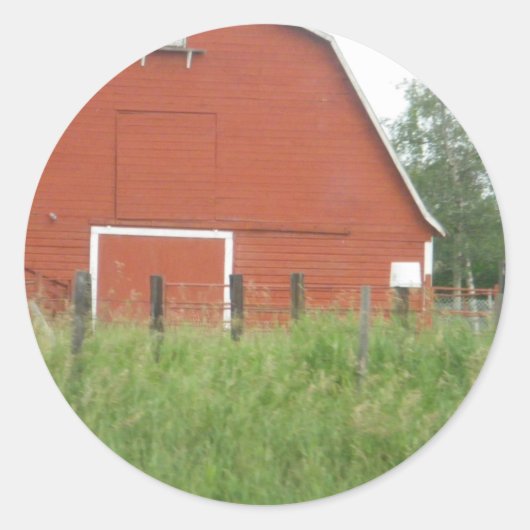 Big Red Barn Ronde Sticker (Voorkant)