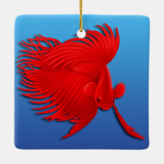 Big Red Betta Splendens Fish Ornament (Achterkant)