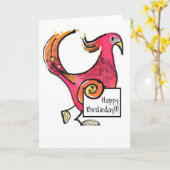 Big Red Birdie Day-kaart Kaart (Gele Bloem)