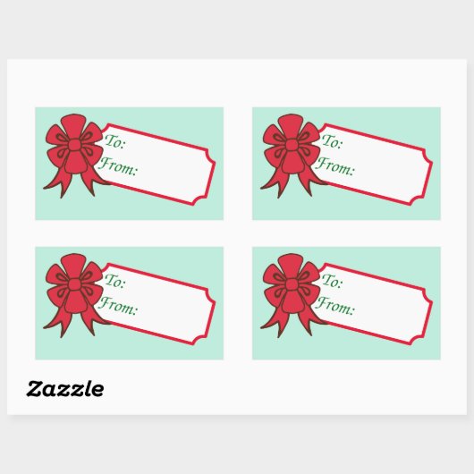 Big Red Bow Christmas Gift Label Labels (Vel)