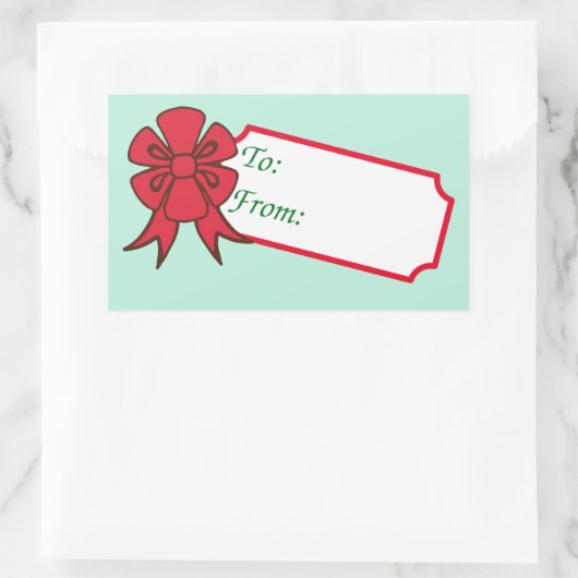 Big Red Bow Christmas Gift Label Labels (Tas)