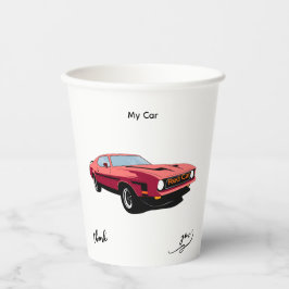 Big Red Car Custom Text Party Cup Papieren Bekers