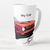 Big Red Car Latte Mug – Custom Text Car Lover  Mok (Rechterhoek)