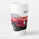 Big Red Car Latte Mug – Custom Text Car Lover  Mok (Voorkant)