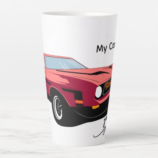 Big Red Car Latte Mug – Custom Text Car Lover  Mok (Voorkant)