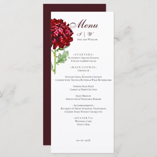 Big Red Chrysanthemum 2 Menu (Voorkant / Achterkant)