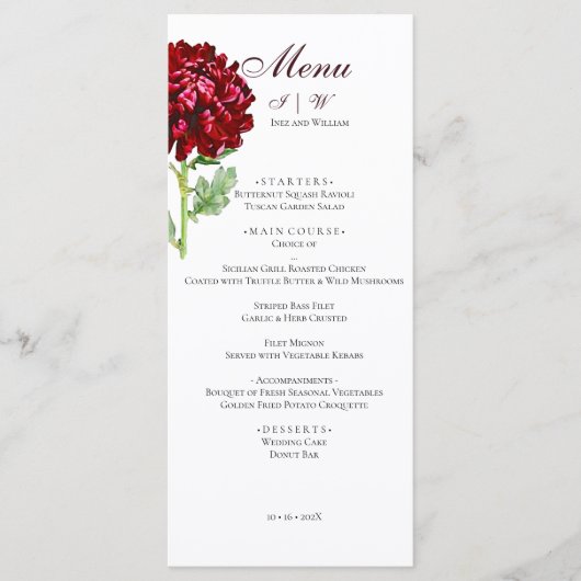 Big Red Chrysanthemum 2 Menu (Voorkant)