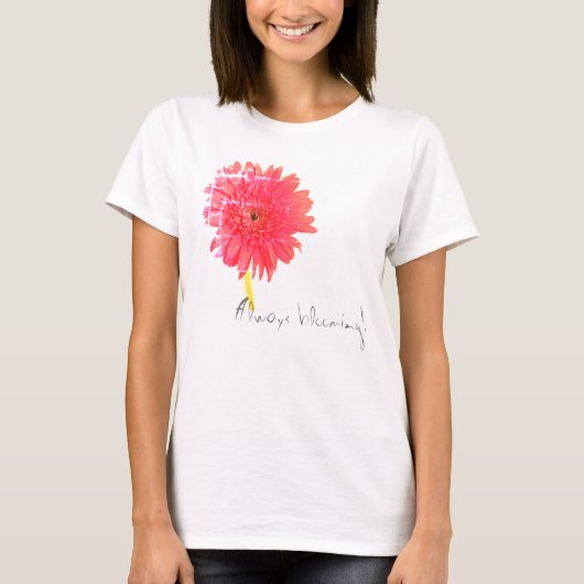 Big Red Chrysanthemum Bloomt altijd T-Shirt Top (Voorkant)