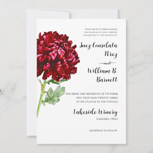 Big Red Chrysanthemum Kaart (Voorkant)