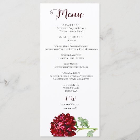 Big Red Chrysanthemum Menu (Voorkant)