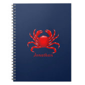 Big Red Crab op blauwe achtergrond Terug naar scho Notitieboek (Voorkant)