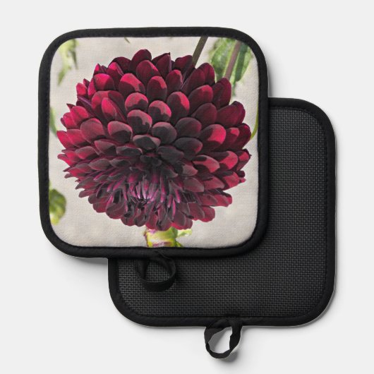 Big Red Dahlia Bloom Floral Pannenlap (Voorkant / Achterkant)