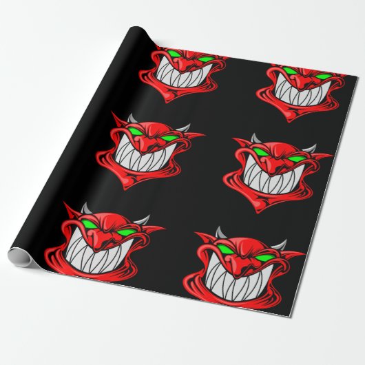 Big Red Devil op Black Cadeaupapier (Uitgerold)
