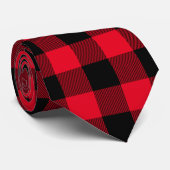 Big Red en Black Buffalo Check Stropdas (Opgerold)