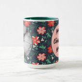 Big Red en White Kerstmis Foto Mok (Midden)