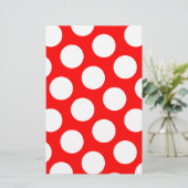 Big Red en White Polka Dots Briefpapier (Staand voorkant)