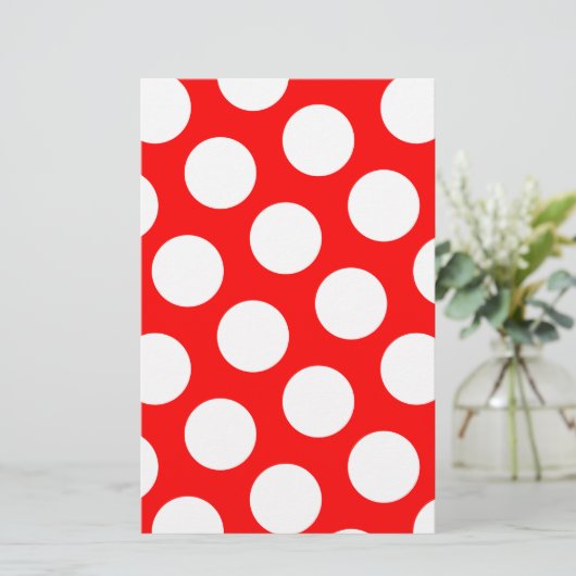 Big Red en White Polka Dots Briefpapier (Staand voorkant)