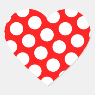 Big Red en White Polka Dots Hart Sticker