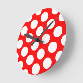 Big Red en White Polka Dots Ronde Klok (Hoek)