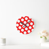 Big Red en White Polka Dots Ronde Klok (Huis)
