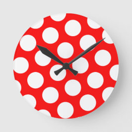 Big Red en White Polka Dots Ronde Klok