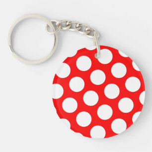 Big Red en White Polka Dots Sleutelhanger