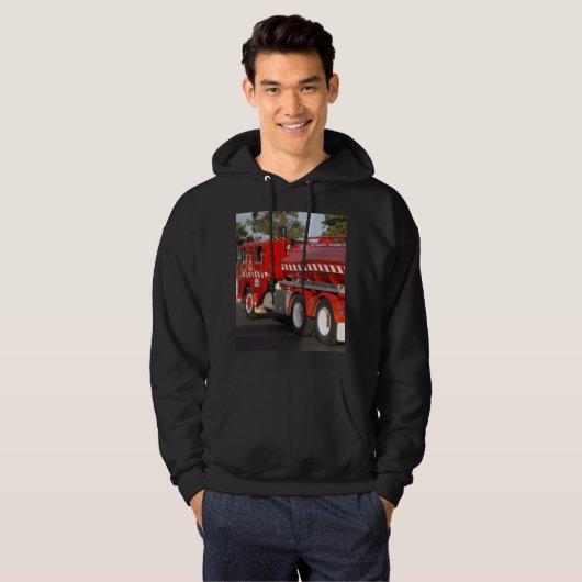 Big_Red Fire Engine, Mannen zwart overtrokken swea Hoodie (Voorkant volledig)
