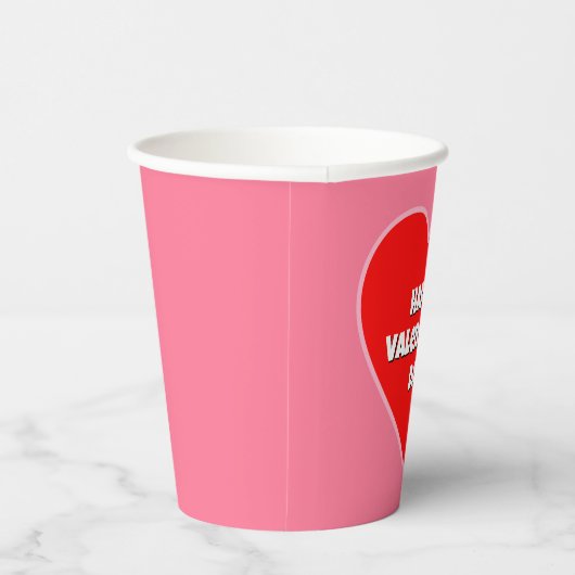 Big Red Happy Valentijn's Day Heart Papieren Bekers (Rechts)