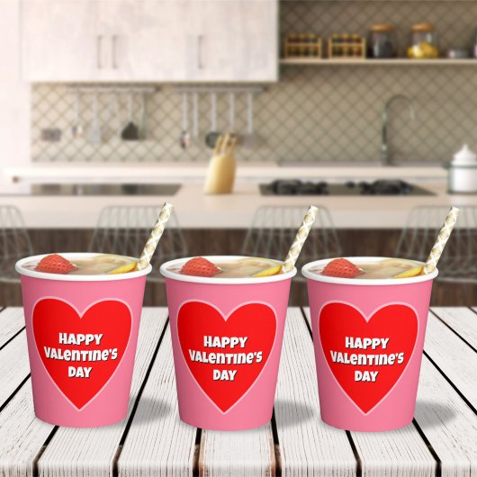 Big Red Happy Valentijn's Day Heart Papieren Bekers
