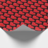Big Red Heart, Love, Black Valentijnsdag gift Cadeaupapier (Hoek)