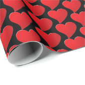 Big Red Heart, Love, Black Valentijnsdag gift Cadeaupapier (Rol Hoek)