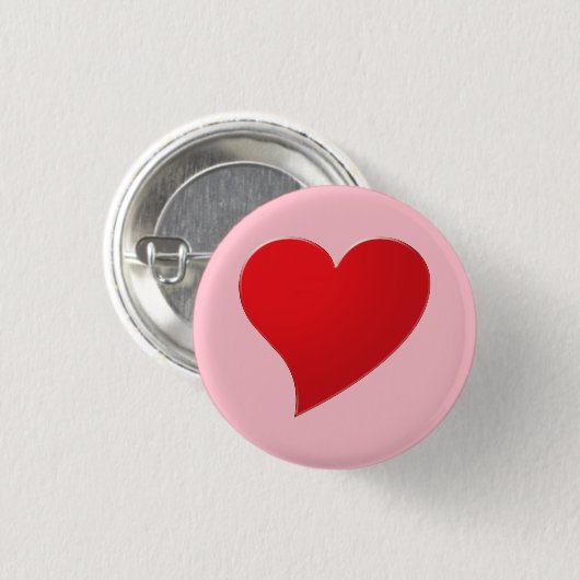 Big Red Heart, Love, roze Ronde Button 3,2 Cm (Voorkant /achterkant)