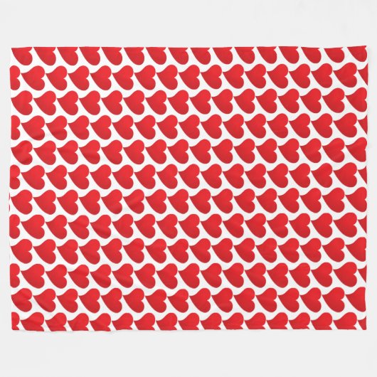 Big Red Heart, Love, white Valentijnsdag Fleece Deken (Voorkant (Horizontaal))