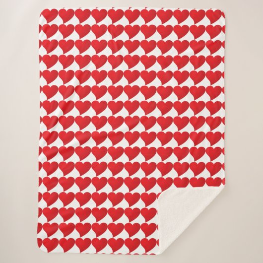 Big Red Heart, Love, white Valentijnsdag Sherpa Deken (Voorkant)