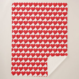 Big Red Heart, Love, white Valentijnsdag Sherpa Deken