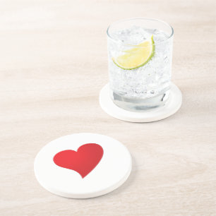 Big Red Heart, Love, white Zandsteen Onderzetter
