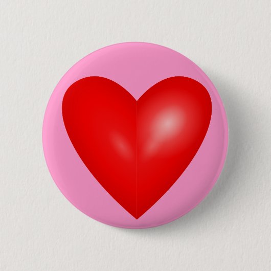 Big Red Heart of Love Ronde Button 5,7 Cm (Voorkant)
