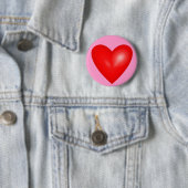 Big Red Heart of Love Ronde Button 5,7 Cm (In situ)