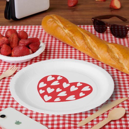 Big Red Heart Papieren Bordje (Picknick)