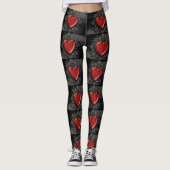 Big Red Hearts op zwart  Leggings (Voorkant)