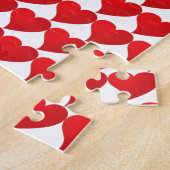 Big Red Hearts patroon witte Valentijnsdag Legpuzzel (Zijkant)