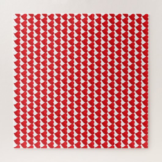 Big Red Hearts patroon witte Valentijnsdag Legpuzzel (Horizontaal)